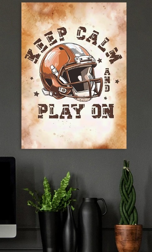 Keep Calm and Play On Football — metal poster wall art by Lineer